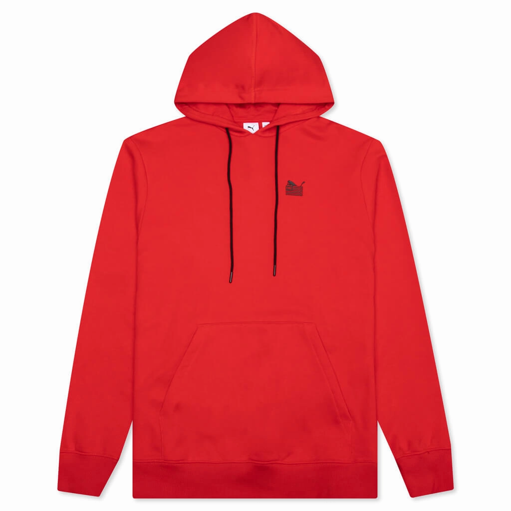 Every Day Hussle Hoodie - Red Puma shoes with suede and modern shape