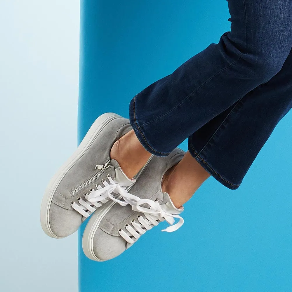 Feather: Pale Gray Suede