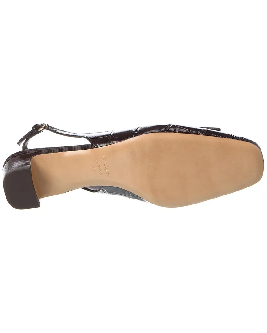 Ferragamo Rivada Croc-Embossed Leather Slingback Pump