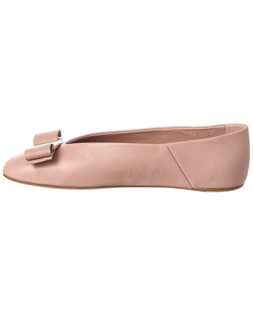 Ferragamo Vara Bow Leather Ballet Flat
