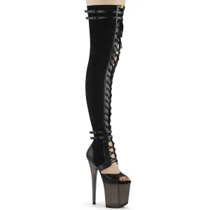 FLAMINGO-3027 Black Faux Suede-Faux Leather/Frosted Black