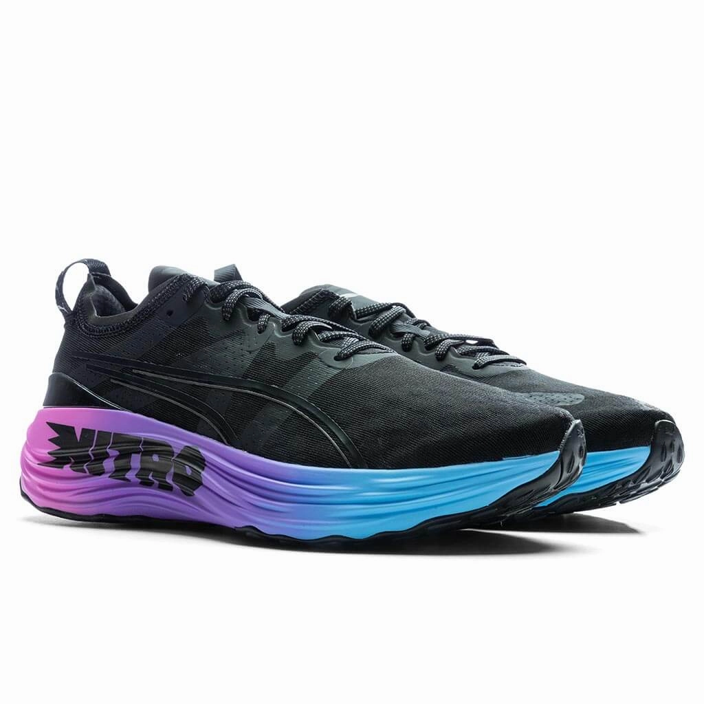 Foreverrun Nitro Sunset - Black/Luminous Blue/Electric Orchid Puma Everyday Style Shoes