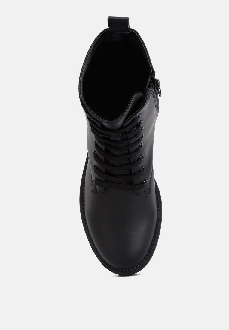 forter faux leather lace up boots