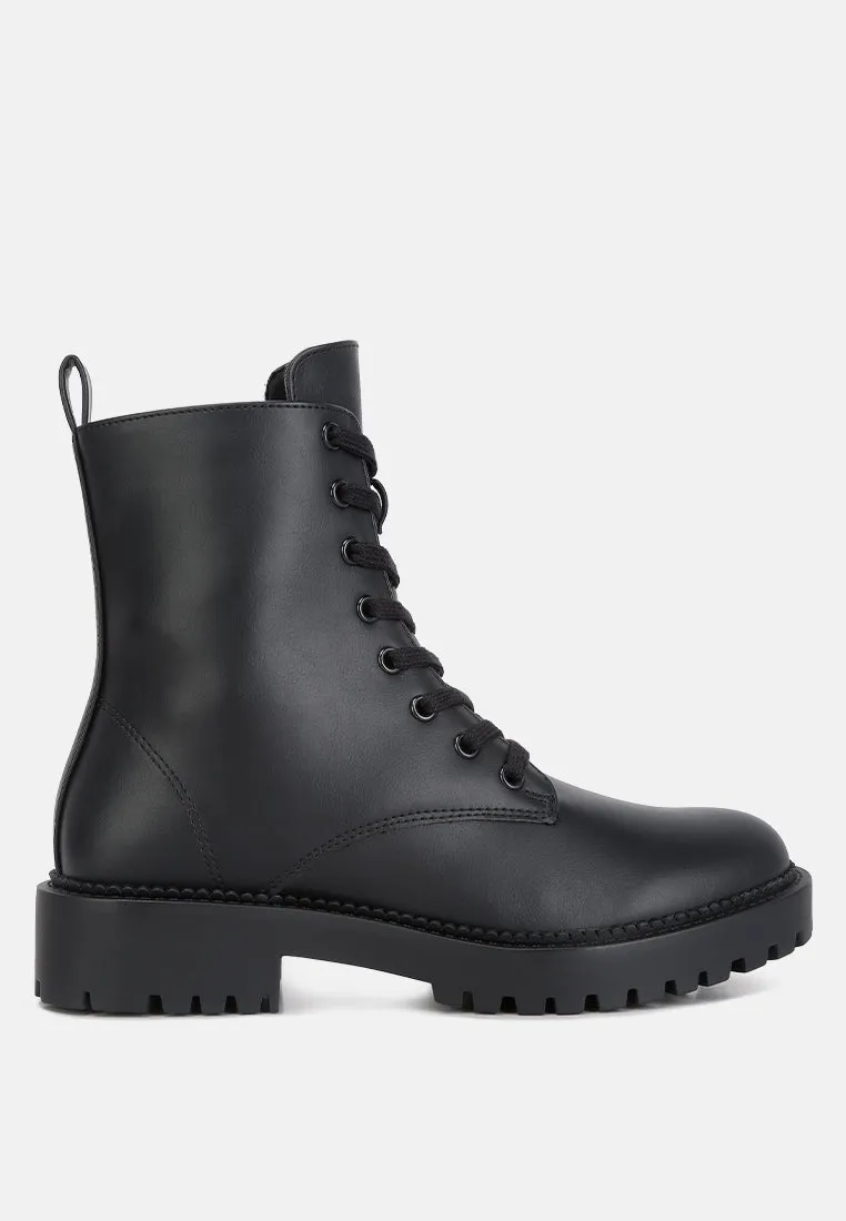 forter faux leather lace up boots