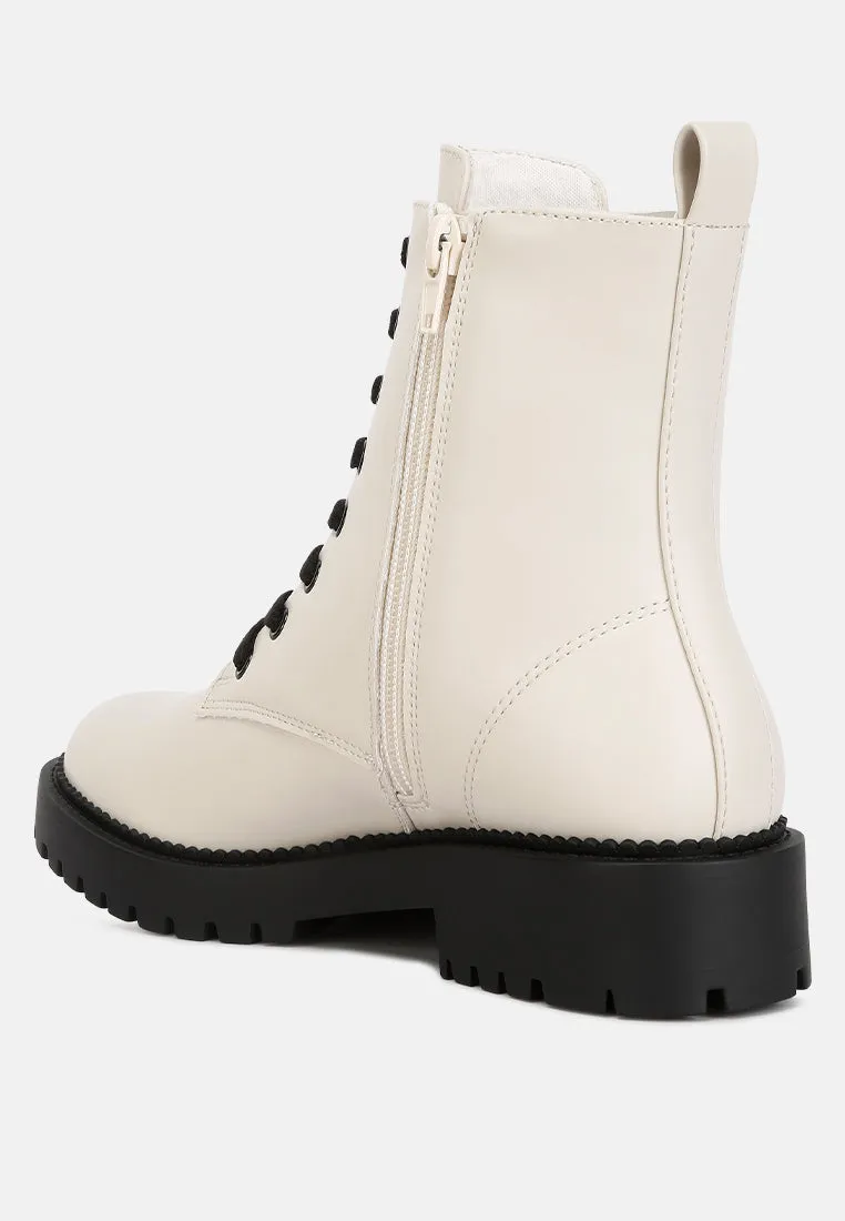 forter faux leather lace up boots