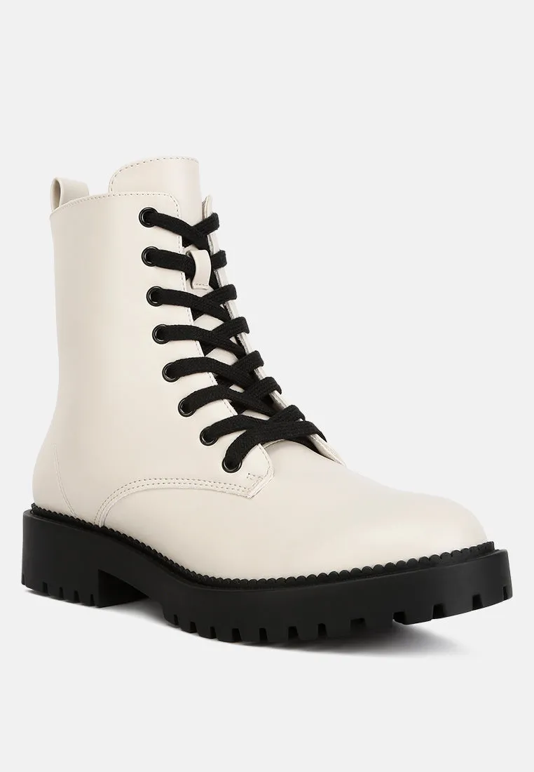 forter faux leather lace up boots