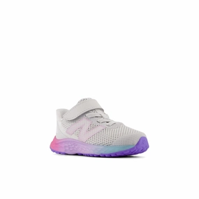 Fresh Foam Arishi v4 Bungee Lace with Top Strap - Grey Matter with Mid Century Pink and Lilac Glo - Toddlers New Balance casual sneakers for everyday comfort