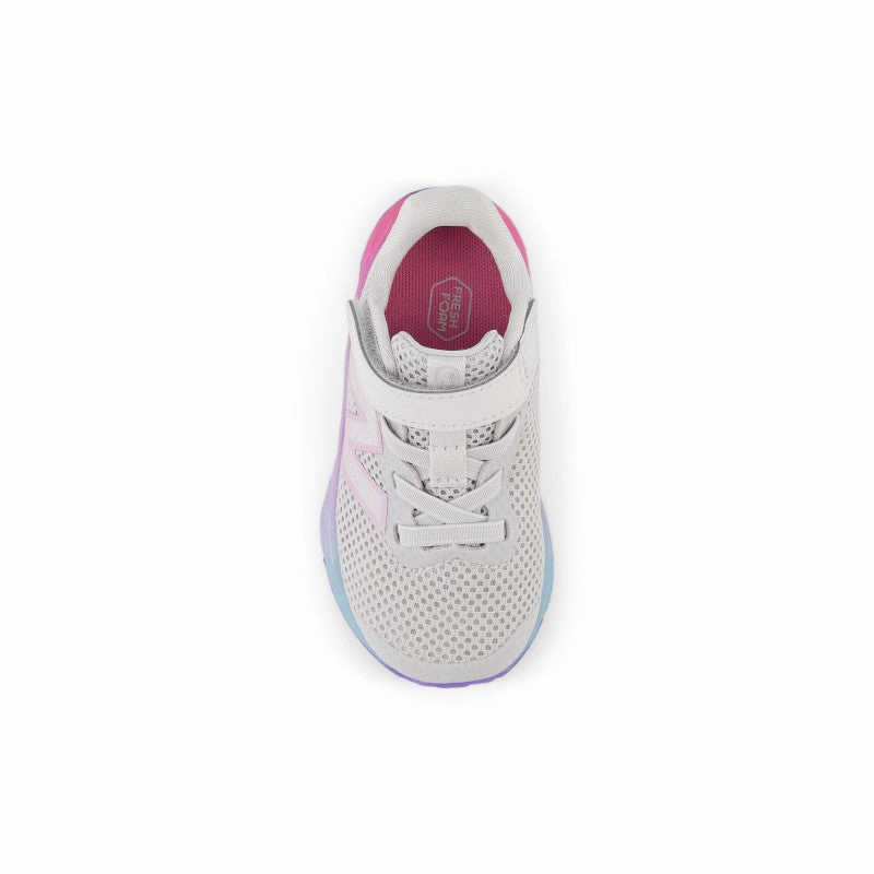 Fresh Foam Arishi v4 Bungee Lace with Top Strap - Grey Matter with Mid Century Pink and Lilac Glo - Toddlers New Balance lifestyle shoes