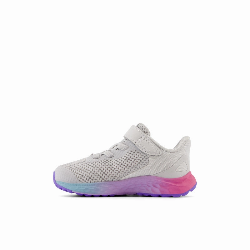 Fresh Foam Arishi v4 Bungee Lace with Top Strap - Grey Matter with Mid Century Pink and Lilac Glo - Toddlers New Balance lifestyle shoes
