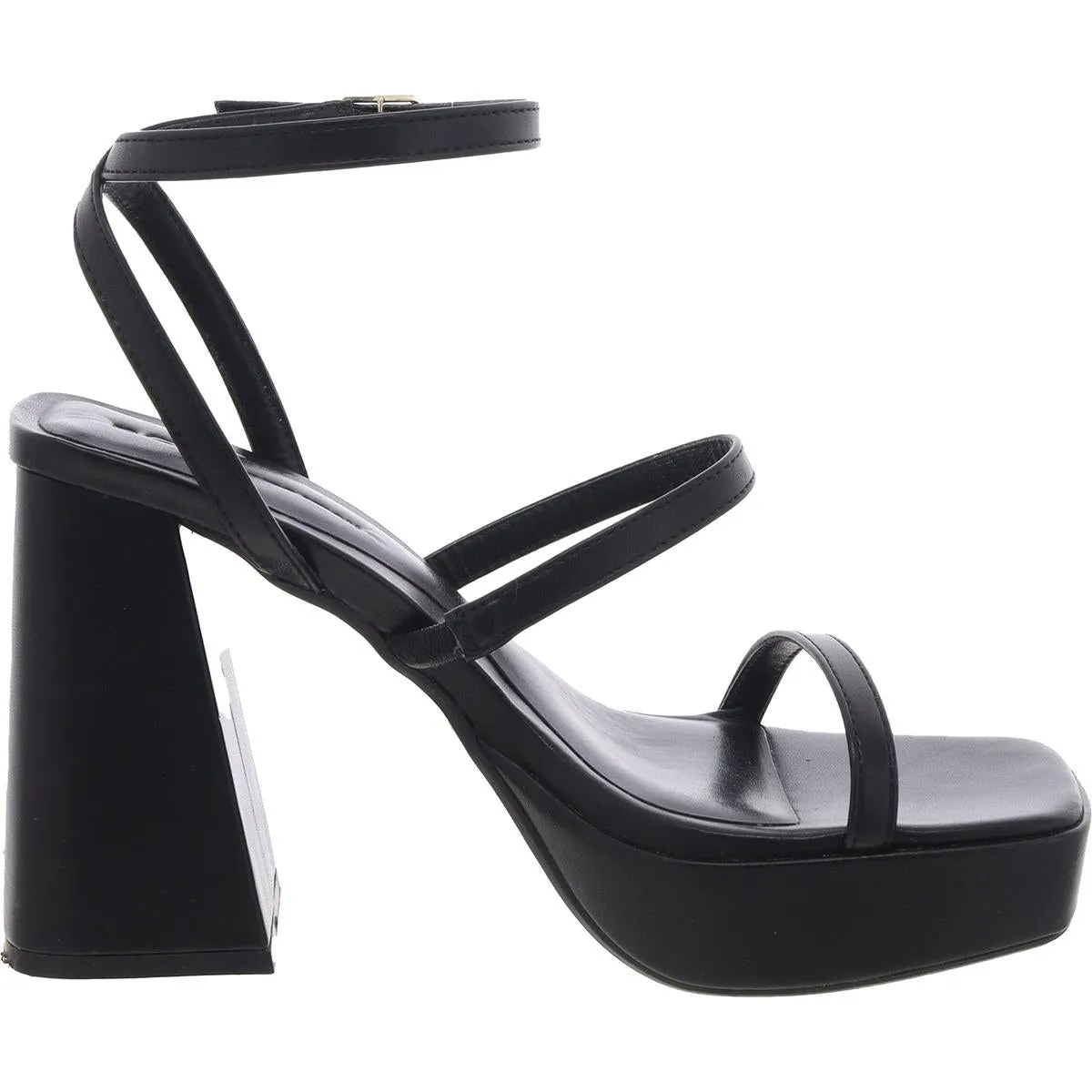 Galana Womens Faux Leather Square Toe Heels