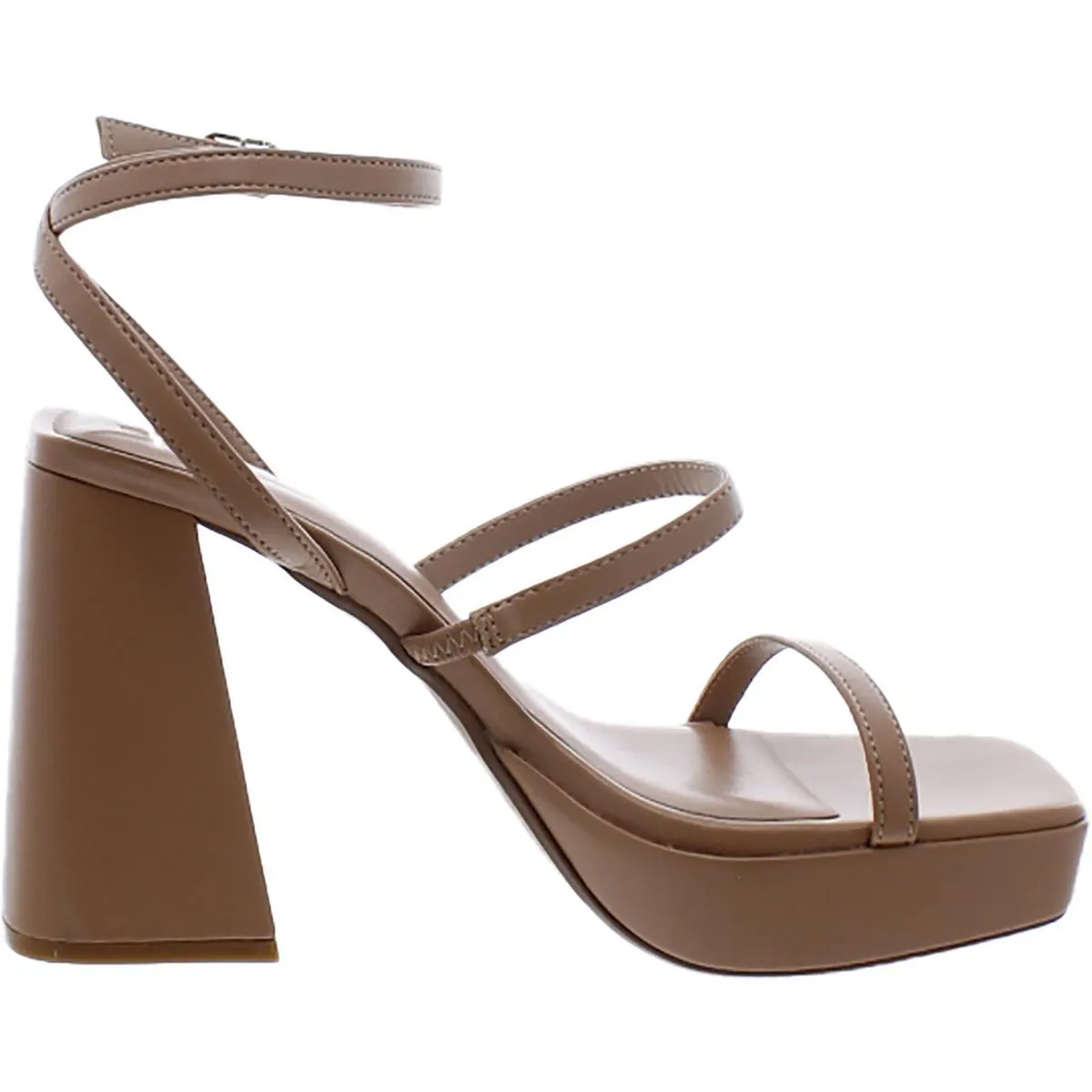 Galana Womens Faux Leather Square Toe Heels