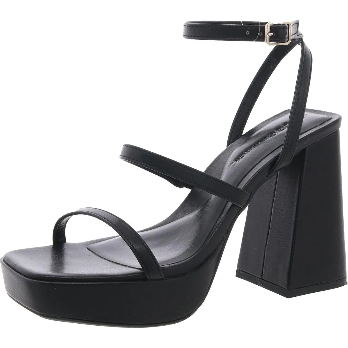 Galana Womens Faux Leather Square Toe Heels