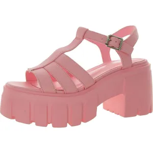 Gale Womens Faux Leather Open Toe Fisherman Sandals