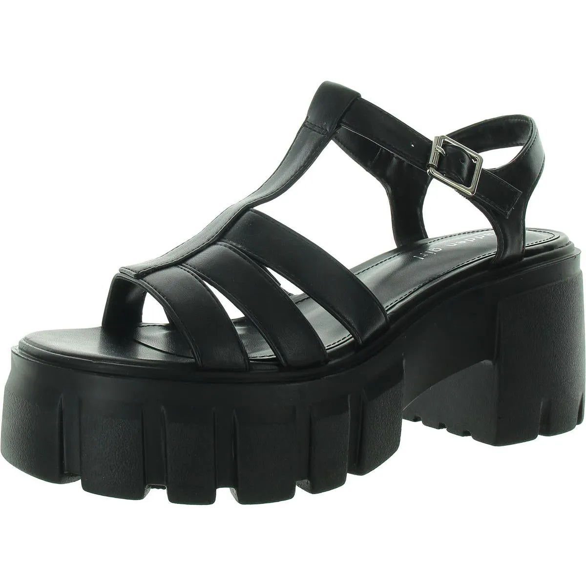 Gale Womens Faux Leather Open Toe Fisherman Sandals