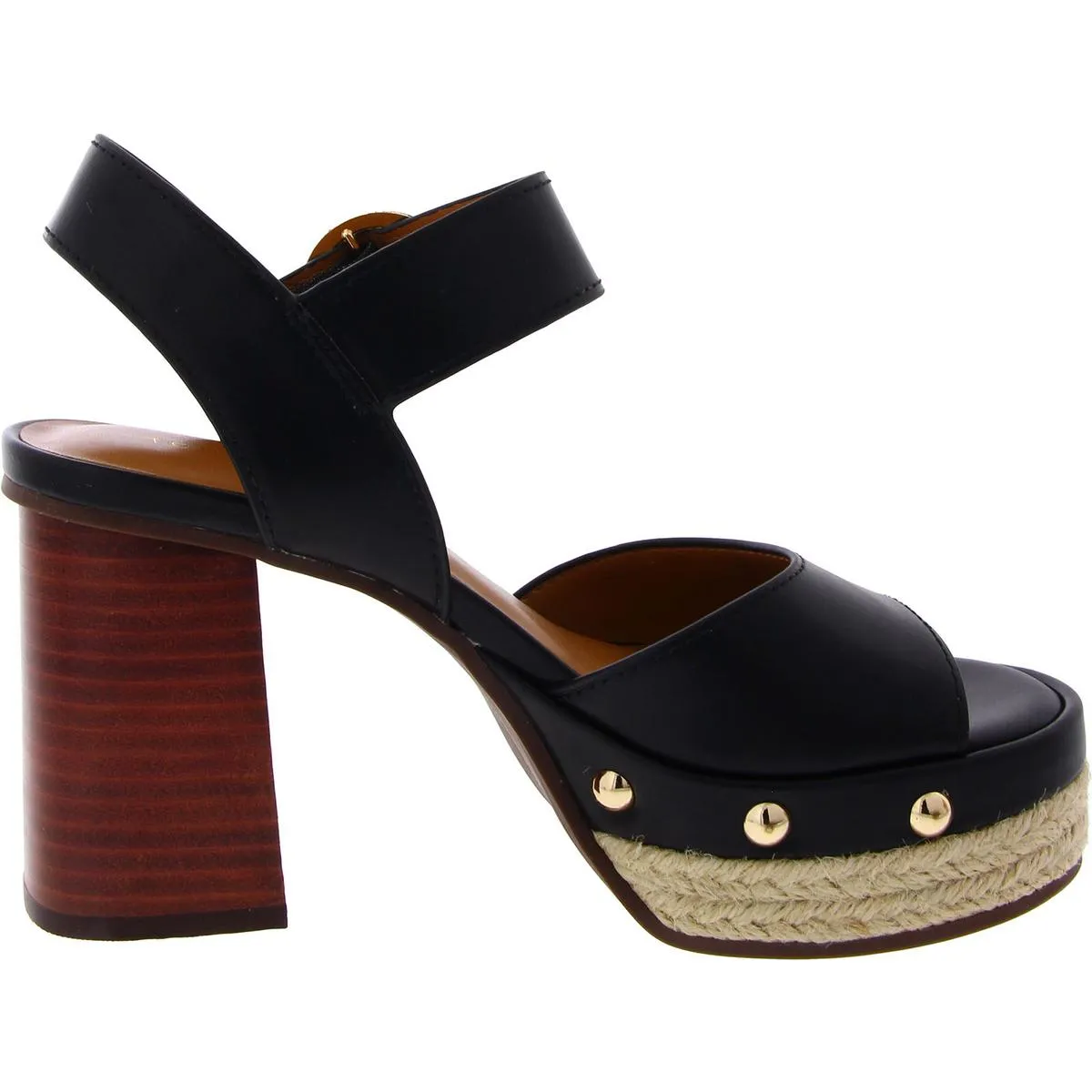 Genita Womens Faux Leather Block Heel Platform Sandals