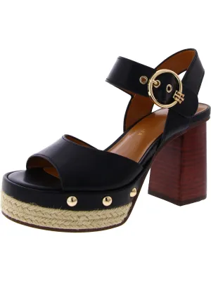 Genita Womens Faux Leather Block Heel Platform Sandals