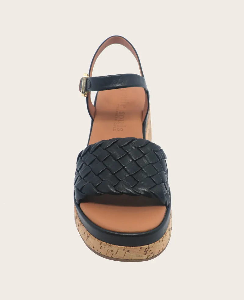 GENTLE SOULS - Dorris Woven Leather Cork Platform Sandal