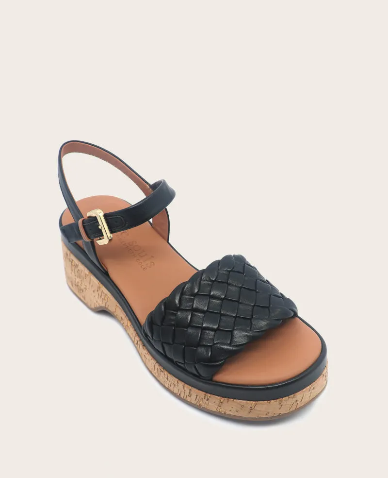 GENTLE SOULS - Dorris Woven Leather Cork Platform Sandal