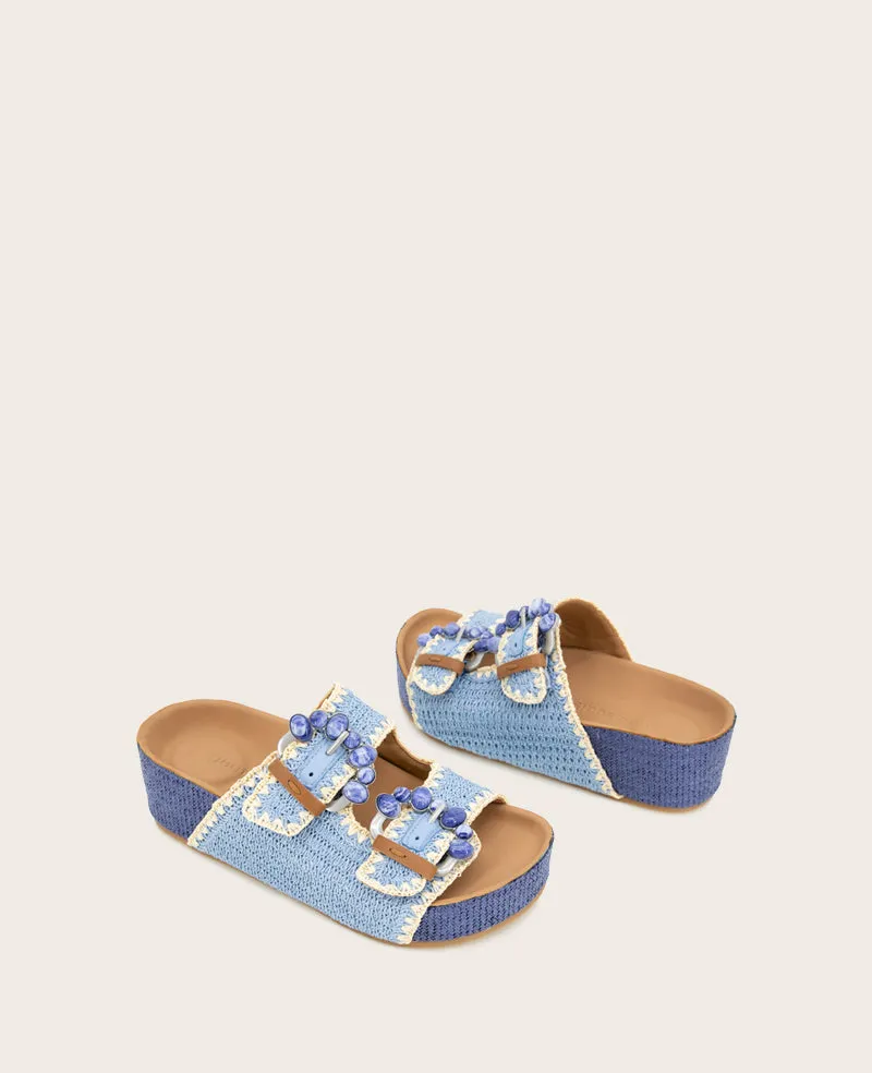 GENTLE SOULS - Kendall Raffia Wrap Buckle Wedge