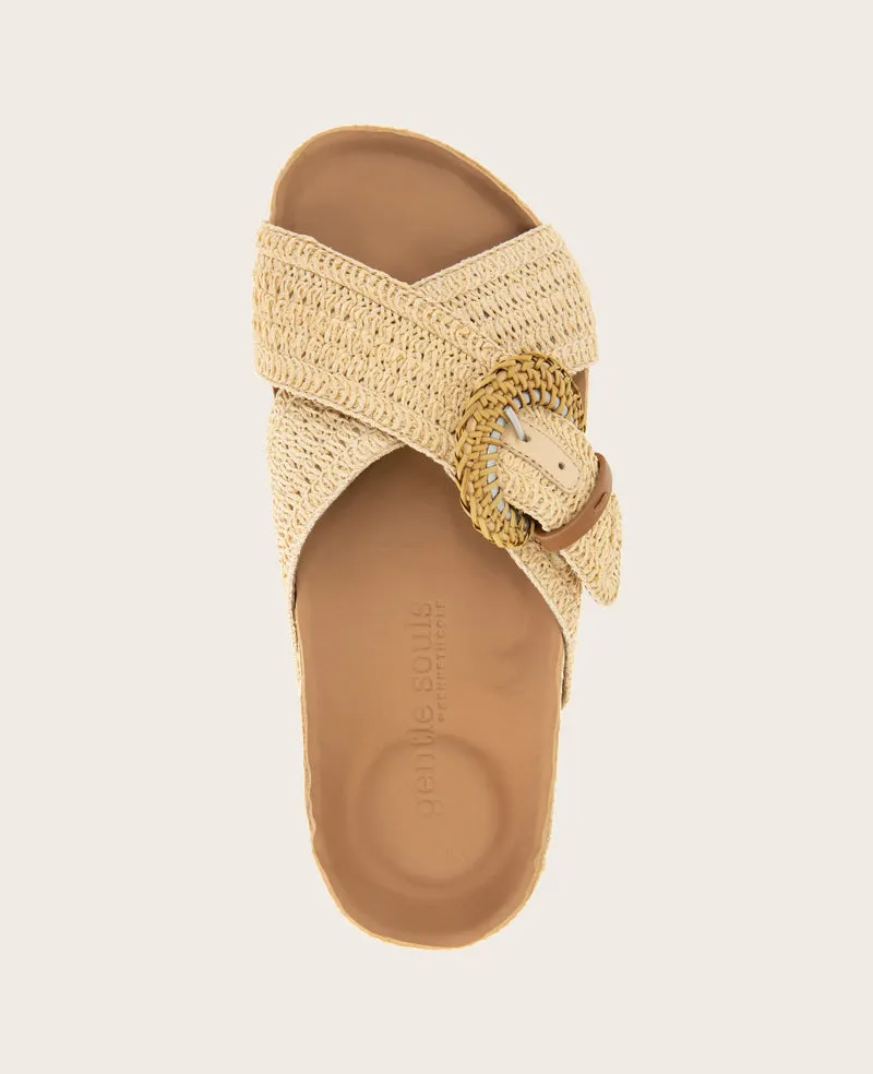 GENTLE SOULS - Louisa X Band Raffia Platform Slip On