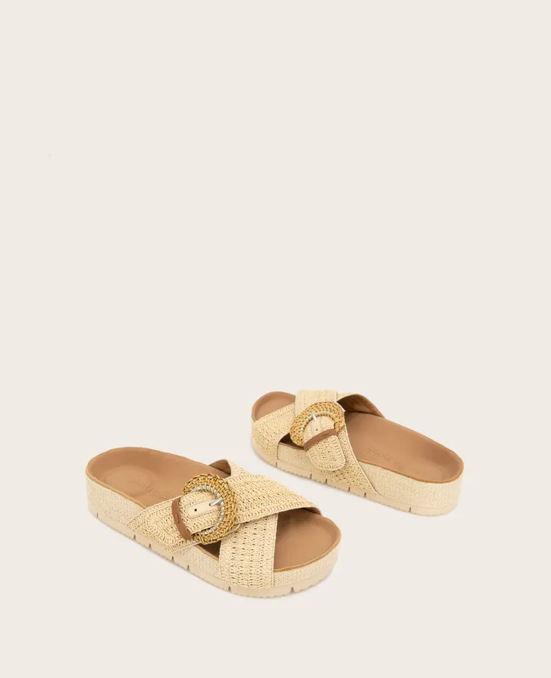 GENTLE SOULS - Louisa X Band Raffia Platform Slip On