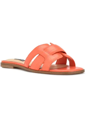 Germani Womens Leather Square Toe Slide Sandals