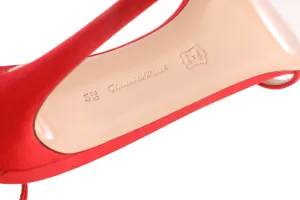 Gianvito Rossi Portofino 100 Crystal-Embellished Red Satin Sandals