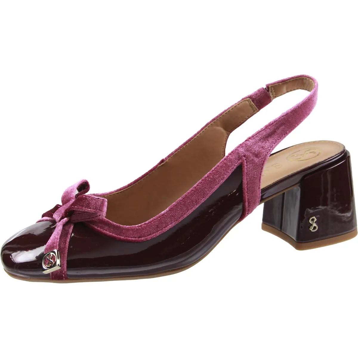 Giselle Womens Bow Faux Leather Slingback Heels