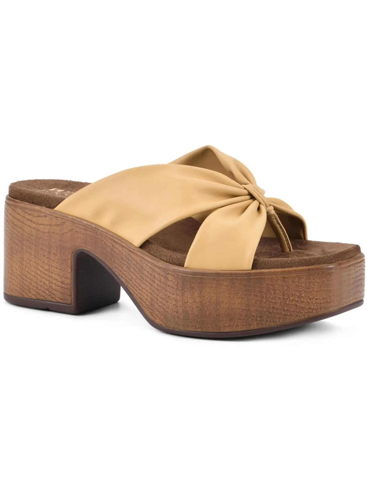 Glamming Womens Faux Leather Casual Slide Sandals