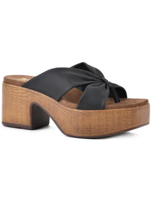 Glamming Womens Faux Leather Casual Slide Sandals