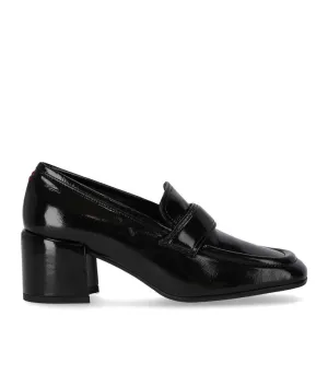 Glaze Black Heeled Loafer