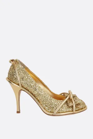 glitter leather pumps