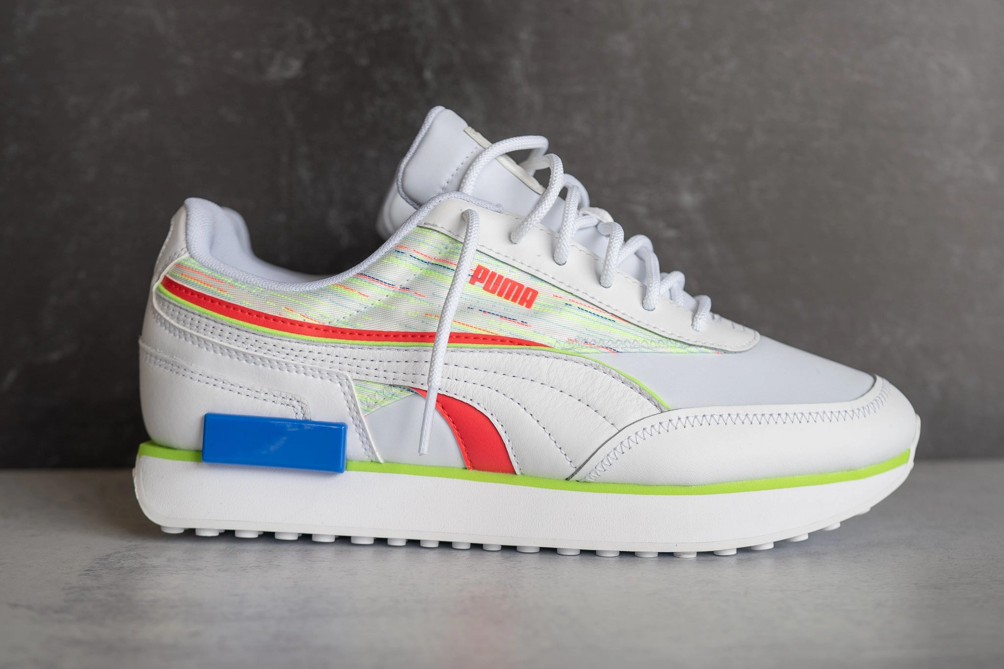 GRADE SCHOOL Puma Future Rider Double Spectra (Neon Lights) Puma athletic shoe visuals