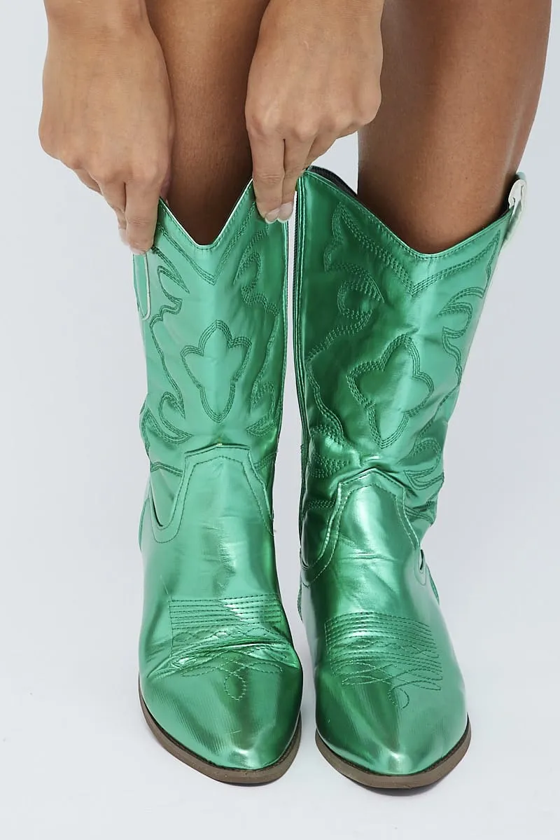 Green Festival Cowboy Boots