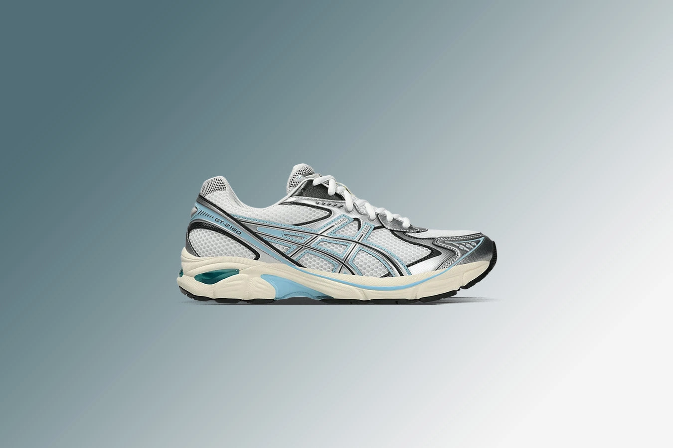GT-2160 - White/Pure Silver/Light Blue Asics Gel Cushion Running Shoes