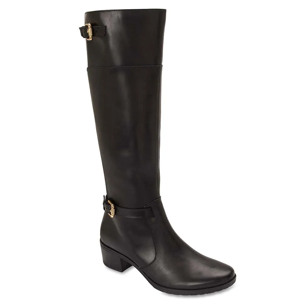 Hamish Boot in Black Hi Shine Leather