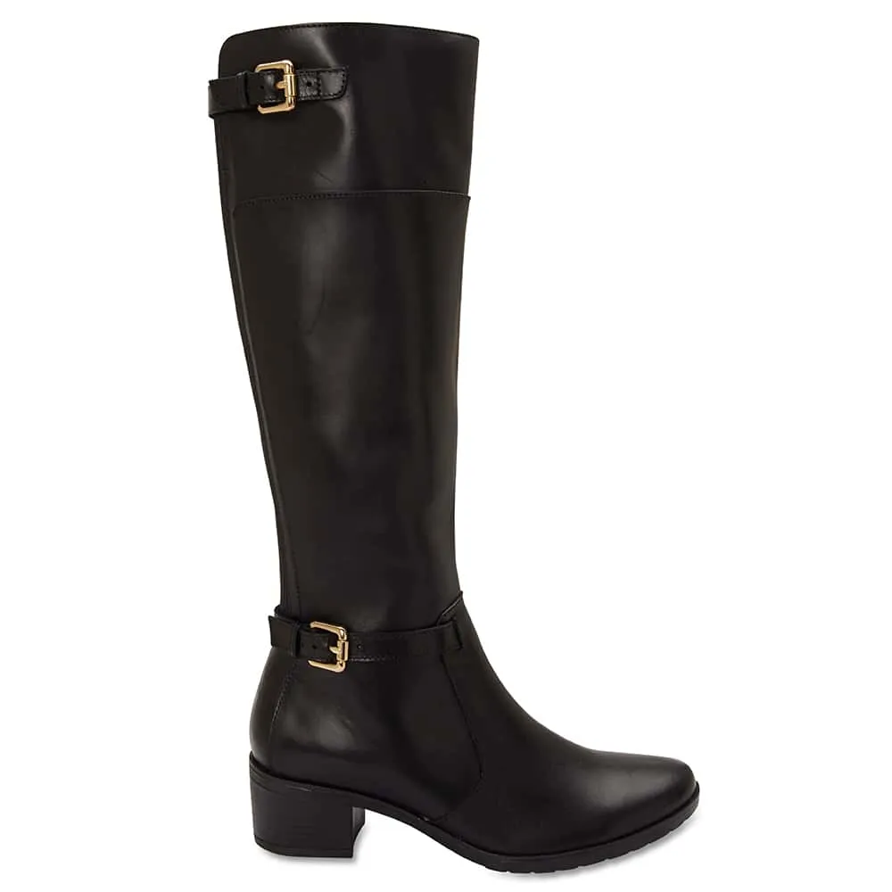 Hamish Boot in Black Hi Shine Leather