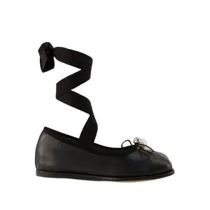 Heart Toe Ballerinas - Leather - Black