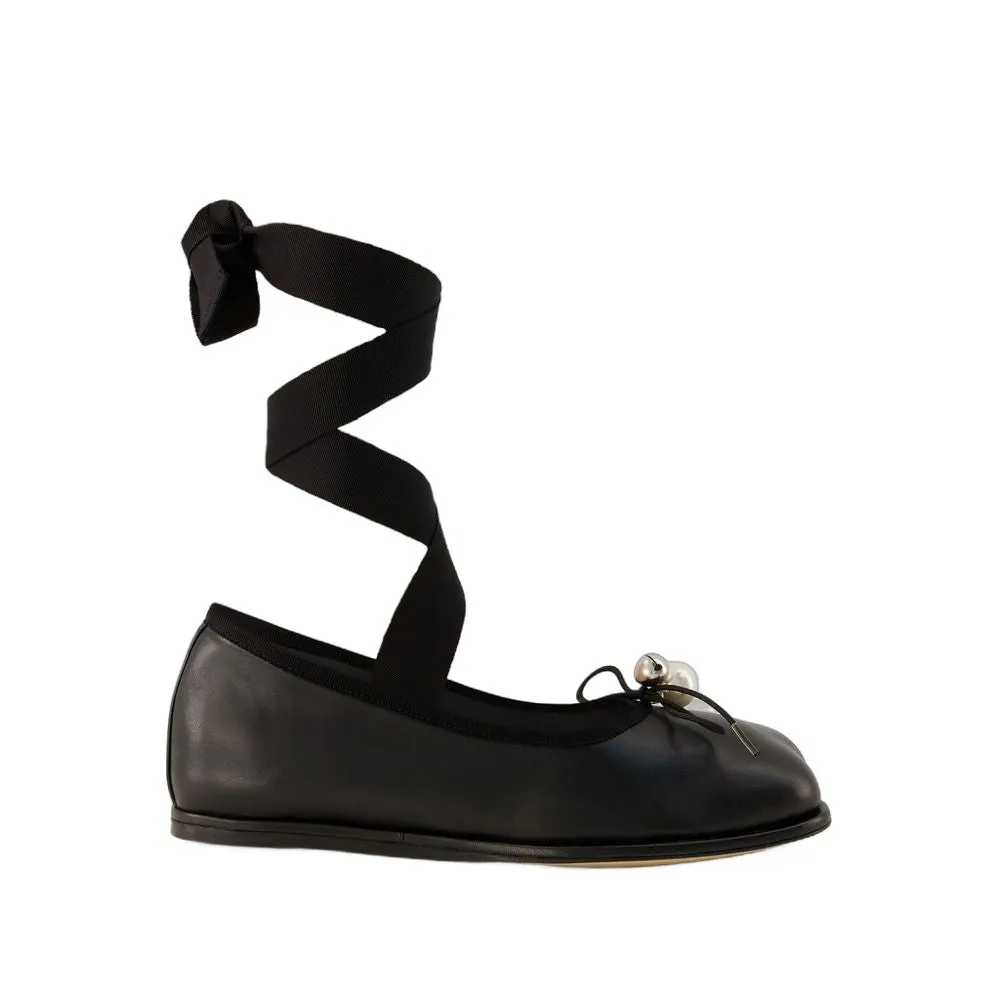 Heart Toe Ballerinas - Leather - Black