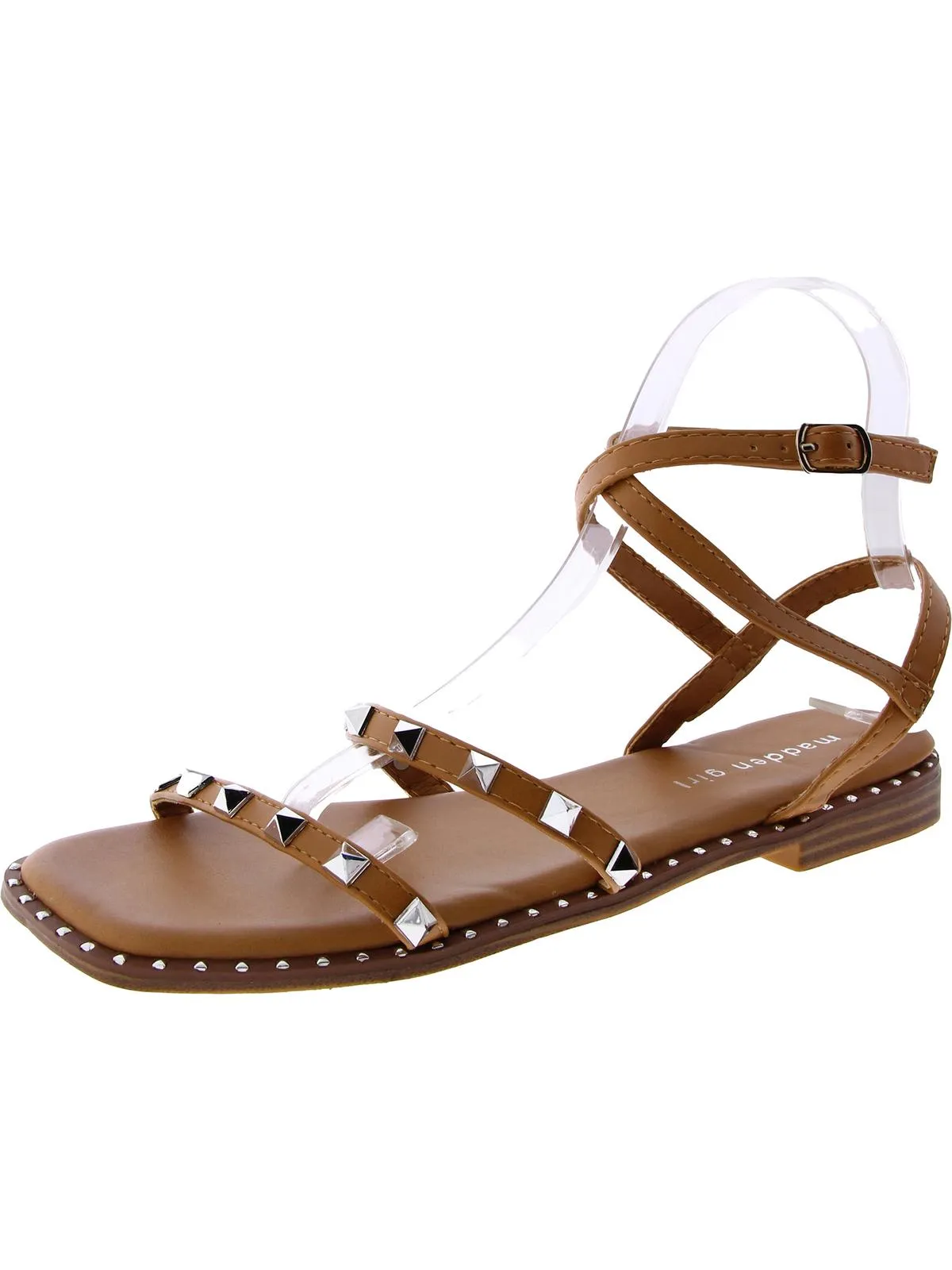 Heist Womens Faux Leather Studded Slingback Sandals