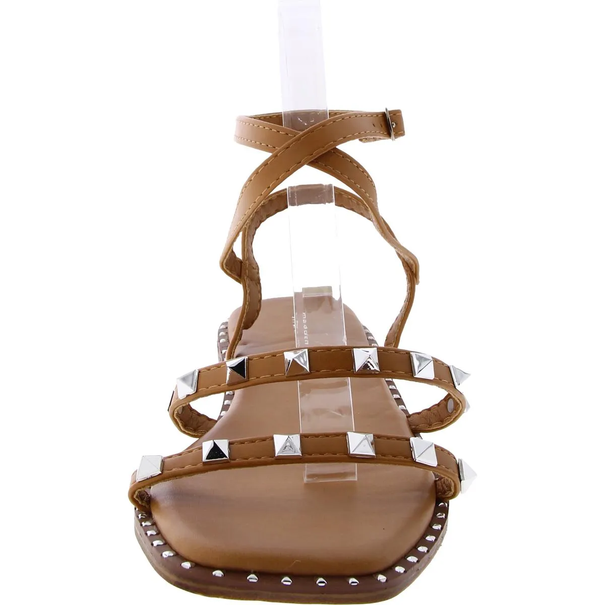Heist Womens Faux Leather Studded Slingback Sandals