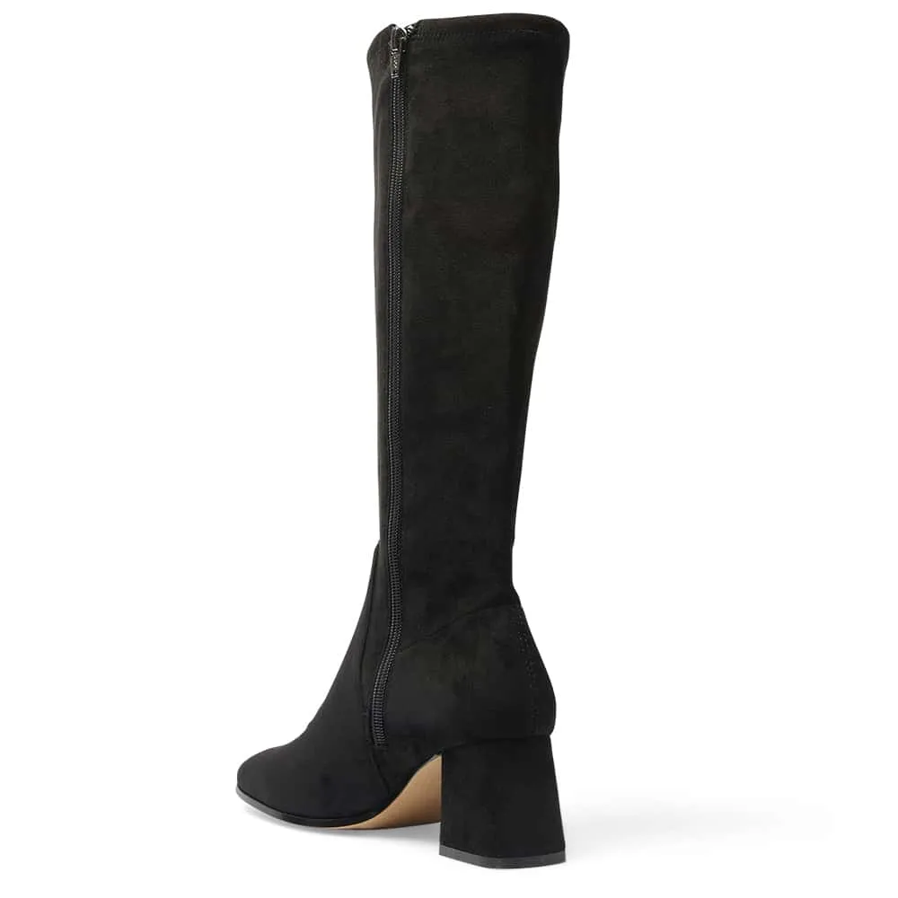 Heritage Boot in Black Suede Stretch Suede
