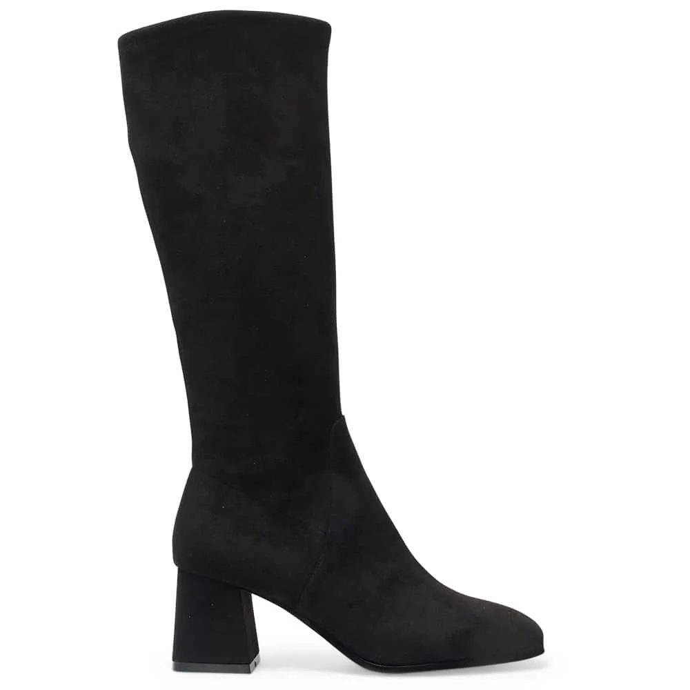 Heritage Boot in Black Suede Stretch Suede