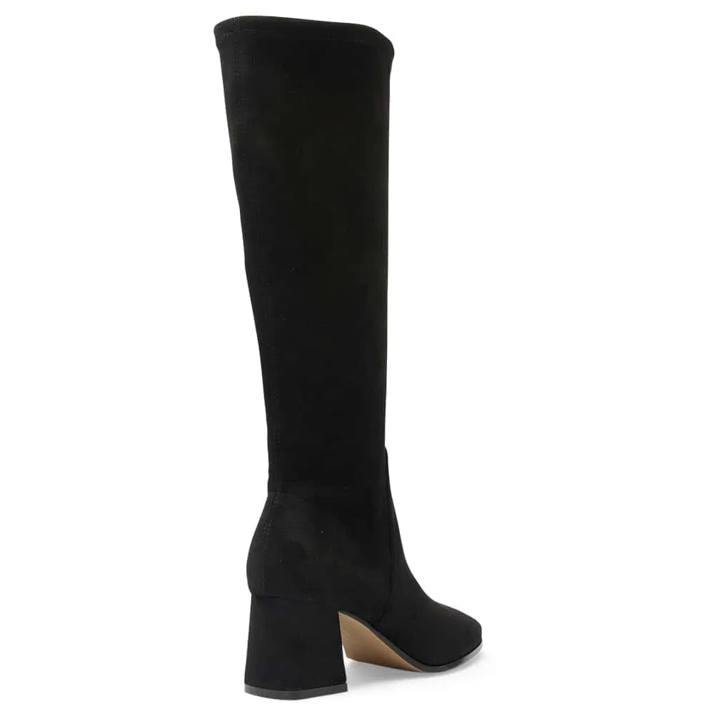 Heritage Boot in Black Suede Stretch Suede