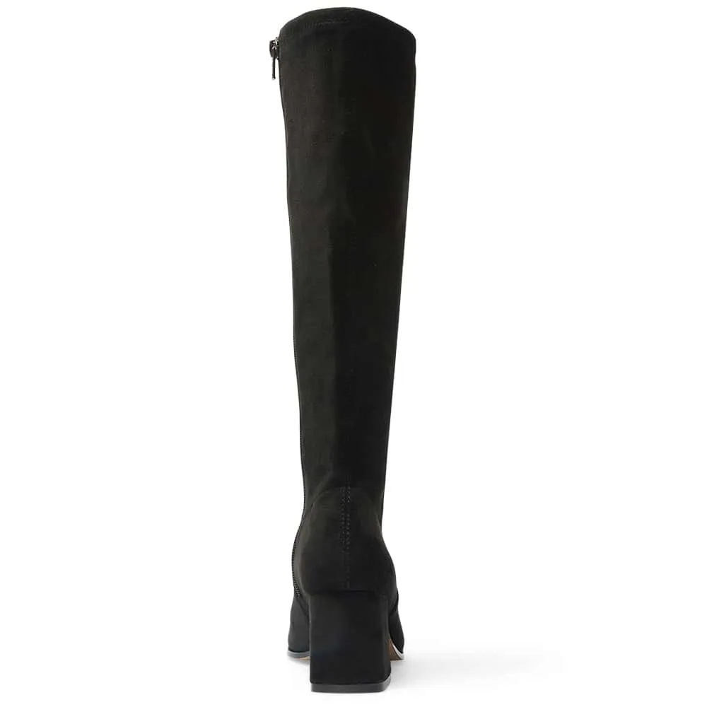 Heritage Boot in Black Suede Stretch Suede