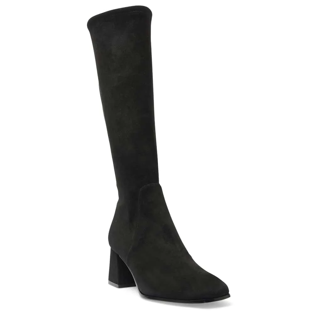Heritage Boot in Black Suede Stretch Suede