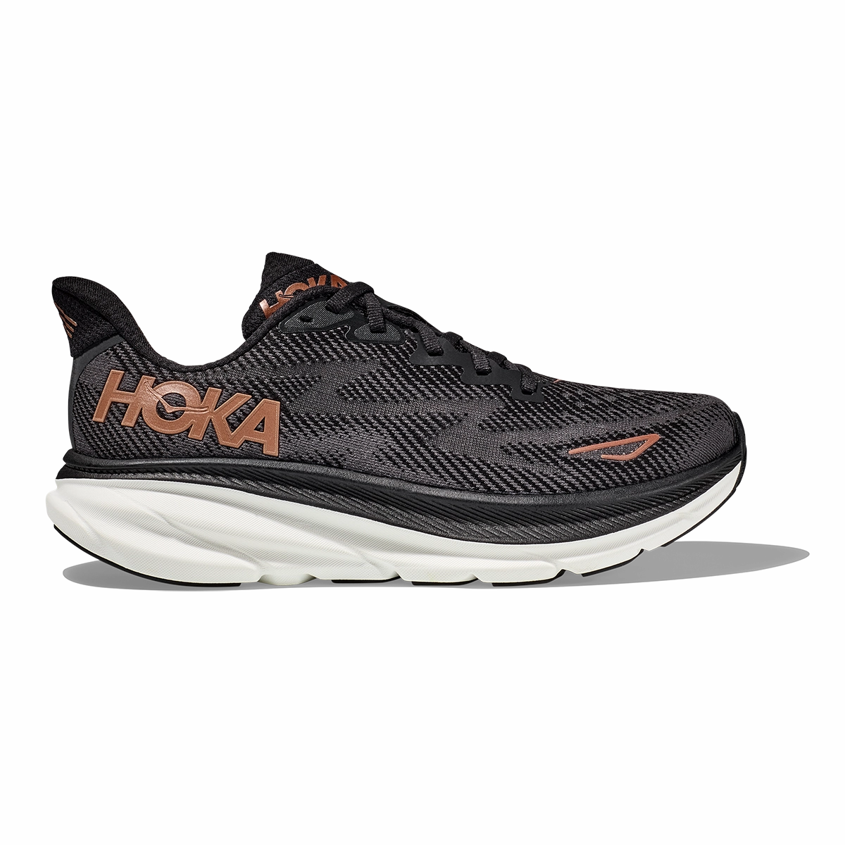Hoka Clifton 9 - Black - Copper Slip-on waterproof Crocs