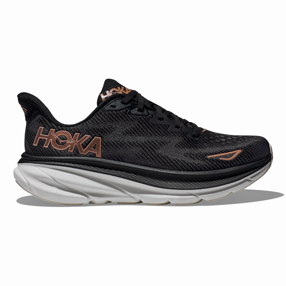 Hoka Clifton 9 - Black - Rose Gold Slip-on waterproof Crocs