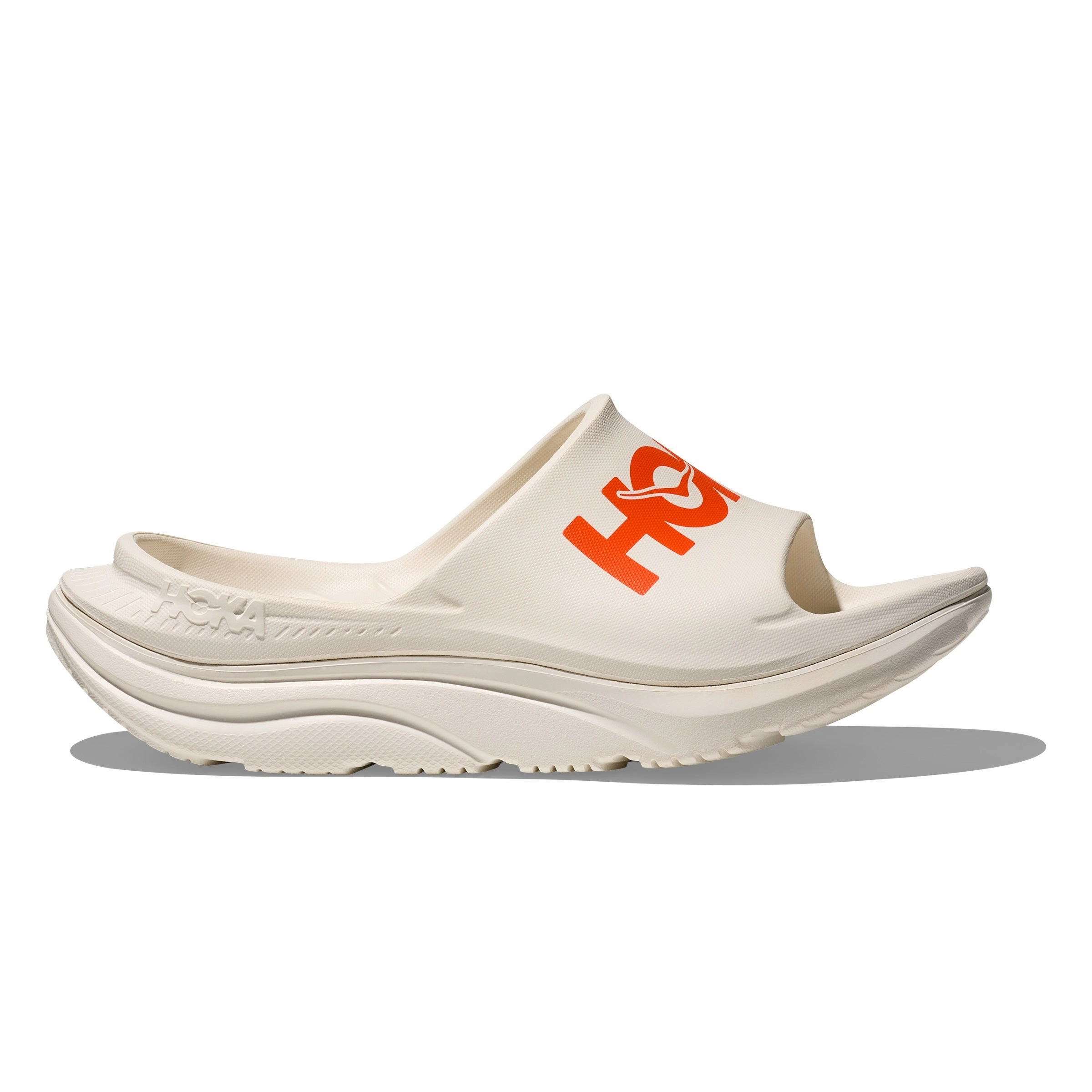Hoka Ora Athletic Slide | Frost / Lava | Unisex Hoka everyday athletic sneakers for recovery