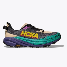 Hoka Speedgoat 6 | Oatmeal / Mountain Iris | Mens Hoka everyday athletic sneakers for recovery